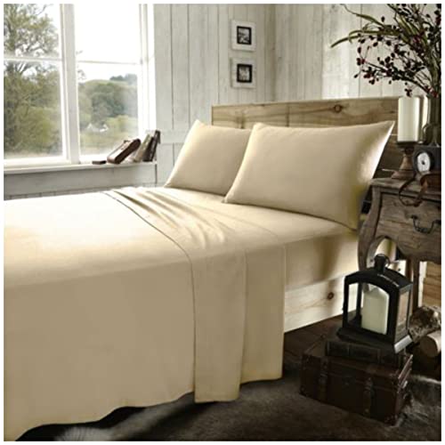 GC GAVENO CAVAILIA Luxuriöses einfarbiges Spannbetttuch für King-Size-Bett, gebürstete Baumwolle, Bettwäsche und Leinen, elastisches Eckbettlaken, Latte von GC GAVENO CAVAILIA