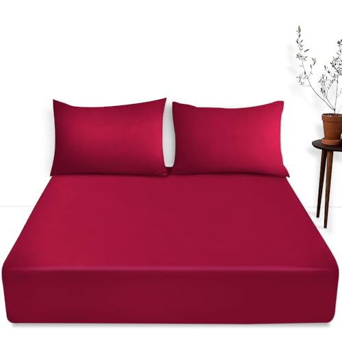 GC GAVENO CAVAILIA Luxury Bedding 709213 Spannbettlaken für Doppelbett, unifarben, Baumwollmischgewebe, Tiefe Taschen, 40 cm, maschinenwaschbar, Rot GC GAVENO CAVAILIA Luxury Bedding 709213 Spannbettlaken für Doppelbett, unifarben, Baumwollmischgewebe, Tiefe Taschen, 40 cm, maschinenwaschbar, Rot von GC GAVENO CAVAILIA
