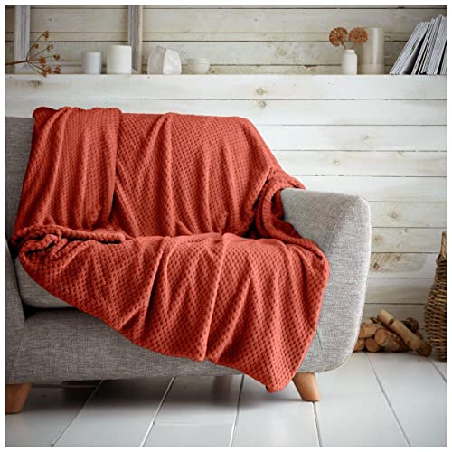 GC GAVENO CAVAILIA Luxus Popcorn Honig Kamm Sofa Bett Decke Pflegeleicht, Super Weich & Warm Flauschig Sofaüberwurf Waffel Rost 200x240 von GC GAVENO CAVAILIA