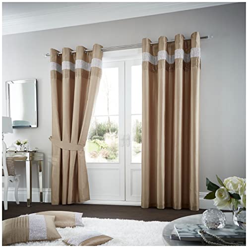 GC GAVENO CAVAILIA Oxy Vorhänge mit Ösen, 100% Polyester, luxuriös, mit passenden Raffhaltern, Pflegeleichte Fensterbehandlung, Latte, 90X90(Inch) Curtains von GC GAVENO CAVAILIA