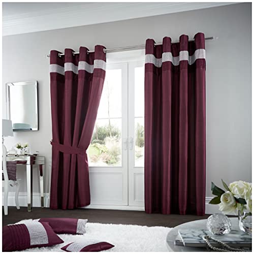 GC GAVENO CAVAILIA Bettwäsche Vorhänge mit Ösen, 100% Polyester, luxuriös, mit passenden Raffhaltern, Pflegeleichte Fensterbehandlung, aubergine, 66X90(Inch) Curtains von GC GAVENO CAVAILIA