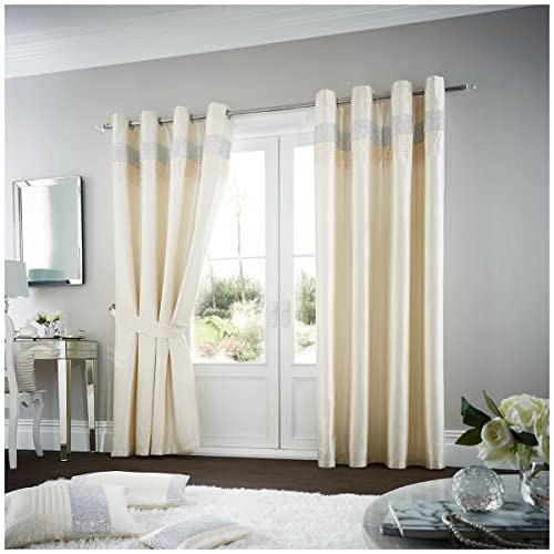 GC GAVENO CAVAILIA Oxy Vorhänge mit Ösen, 100% Polyester, luxuriös, mit passenden Raffhaltern, Pflegeleichte Fensterbehandlung, cremefarben, 90X90(Inch) Curtains von GC GAVENO CAVAILIA