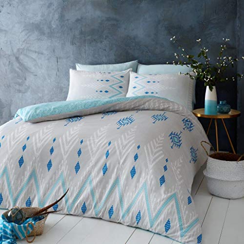 GC GAVENO CAVAILIA Pflegeleichtes, Kariertes Wende-Bettwäsche-Set, weiches und gemütliches Damast-Bettwäsche-Set, Polycotton, Nico-Blau, Doppelbett von GC GAVENO CAVAILIA