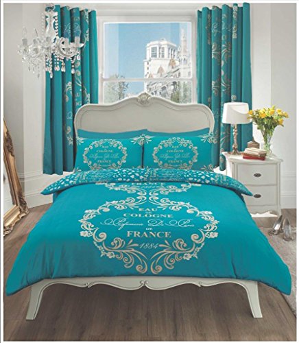 GC GAVENO CAVAILIA Pflegeleichtes Bettbezug-Set mit Blumenmuster und passendem Kissenbezug, geometrische Bettwäsche, King-Size-Bett, Blaugrün von GC GAVENO CAVAILIA