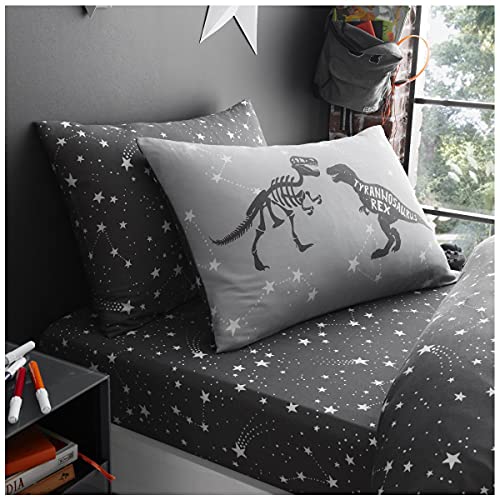 GC GAVENO CAVAILIA Pflegeleichtes Kleinkind-Bettbezug-Set oder Sterne, Spannbetttuch oder Dino-Vorhänge für Schlafzimmer, Einzelbett, grau von GC GAVENO CAVAILIA