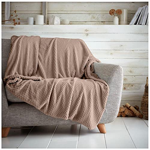 GC GAVENO CAVAILIA Popcorn 651239 Sofadecke, Bettdecke, Kuscheldecke, Waffelmuster, Fleecedecken, Oyster, 150 x 200 von GC GAVENO CAVAILIA
