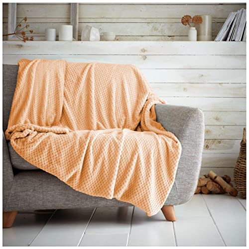 GC GAVENO CAVAILIA Popcorn Sofa-Bettdecke, Kuscheldecke, Waffel-Überwurf, Fleecedecken, Pfirsich, 200 x 240 cm von GC GAVENO CAVAILIA