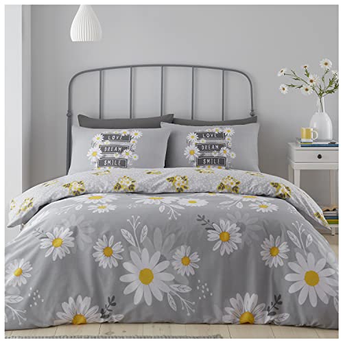 GC GAVENO CAVAILIA Premium Bettwäsche-Set mit Blumenmotiv, warm und bequem, King-Size-Bettwäsche, Grau, atmungsaktive Bettbezüge (230 x 220cm) von GC GAVENO CAVAILIA