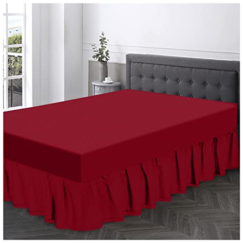 GC GAVENO CAVAILIA Premium Qualität Base Volant Bettlaken King Size, Plain Bed Skirt & Wraps Luxury Bed Sheets, Machine Washable, Red von GC GAVENO CAVAILIA