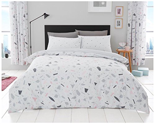 GC GAVENO CAVAILIA Premium Terrazzo Bettwäsche-Set, pflegeleicht, weicher und gemütlicher Marmordruck, wendbarer Bettbezug, Kingsize-Bett, Grau von GC GAVENO CAVAILIA