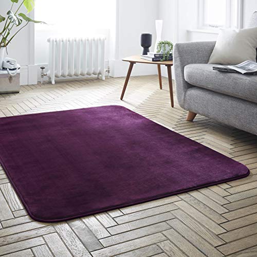 GC GAVENO CAVAILIA Samt Teppiche Wohnzimmer Weich Flauschig Teppich Matte Waschbar Teppich Für Schlafzimmer Aubergine von GC GAVENO CAVAILIA