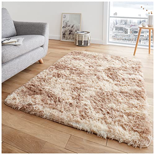 GC GAVENO CAVAILIA Shaggy-Teppiche für Wohnzimmer – superweicher Schlafzimmerteppich – rutschfeste Bodenteppiche – Flauschige Teppiche Wohnzimmer – Nerz – 80 x 150 cm – Natur – 80 x 150 cm von GC GAVENO CAVAILIA