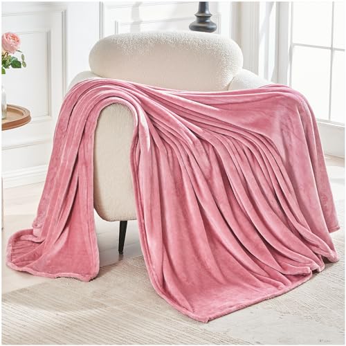 GC GAVENO CAVAILIA Sherpa-Fleece-Überwurfdecke, Einzelbett, 130 x 150 cm, einfarbig, Blush Pink von GC GAVENO CAVAILIA
