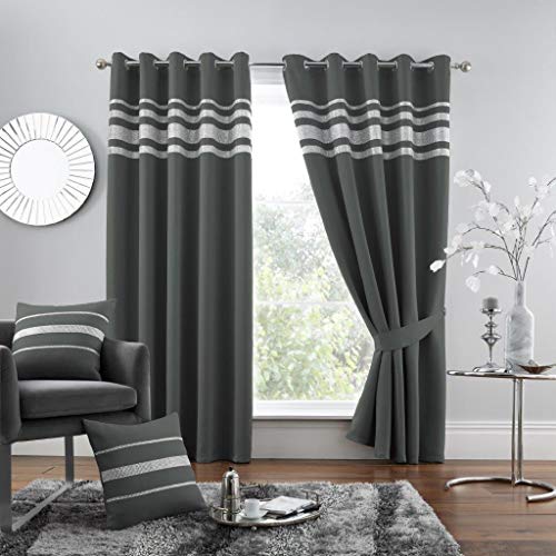 GC GAVENO CAVAILIA Sprakle Verdunkelungsvorhänge und Vorhänge, Raumverdunkelungsvorhänge mit Ösen, mit Raffhaltern, Anthrazit, 228 x 228 cm von GC GAVENO CAVAILIA