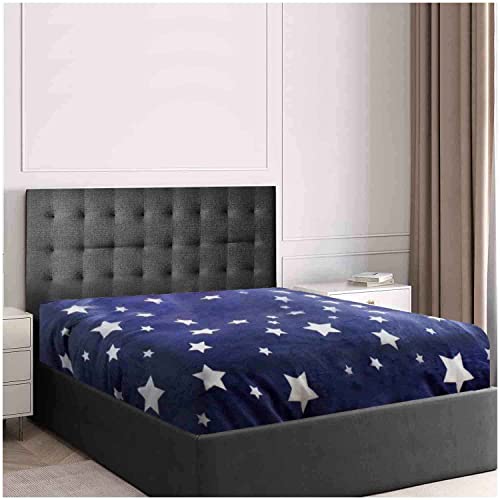 GC GAVENO CAVAILIA Star Premium Teddy-Fleece-Bettbezug, Flauschiges Spannbetttuch, weich, warm und gemütlich, Steppbettwäsche-Set, Navy, Doppelbett von GC GAVENO CAVAILIA