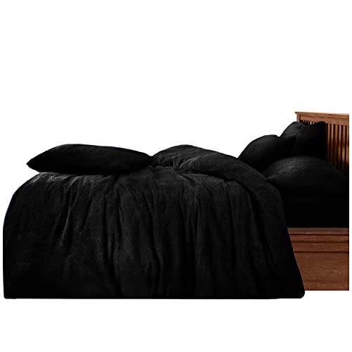 GC GAVENO CAVAILIA Teddy-Fleece-Bettbezug, kuschelig, warm, für Einzelbett, kuscheliges und Flauschiges Bettwäsche-Set, Schwarz von GC GAVENO CAVAILIA