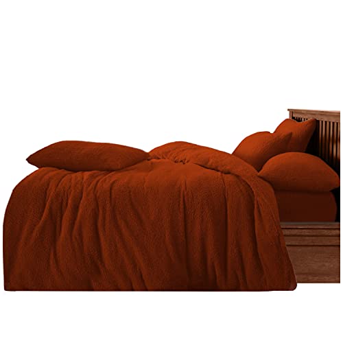 GC GAVENO CAVAILIA Teddy-Bettwäsche-Set, für Doppelbett, superweich und flauschig, Thermo-Steppbezug, Burnt Orange von GC GAVENO CAVAILIA