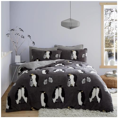 GC GAVENO CAVAILIA Teddy-Fleece-Bettwäsche-Set für Einzelbett, Pinguin-Bettwäsche-Set – weich, gemütlich, warm von GC GAVENO CAVAILIA