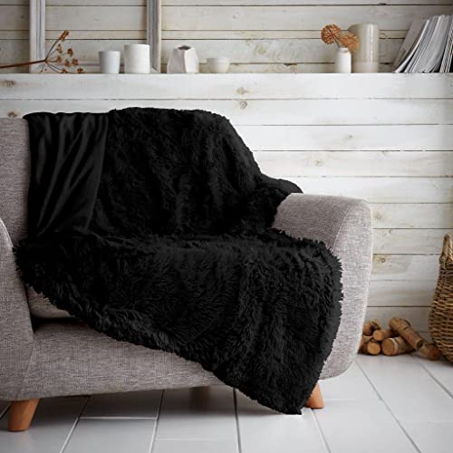 GC GAVENO CAVAILIA Teddy-Fleece-Überwurf für Sofas, Flauschige Bettdecken, kuschelig, warm, 150 x 200 cm, Schwarz von GC GAVENO CAVAILIA