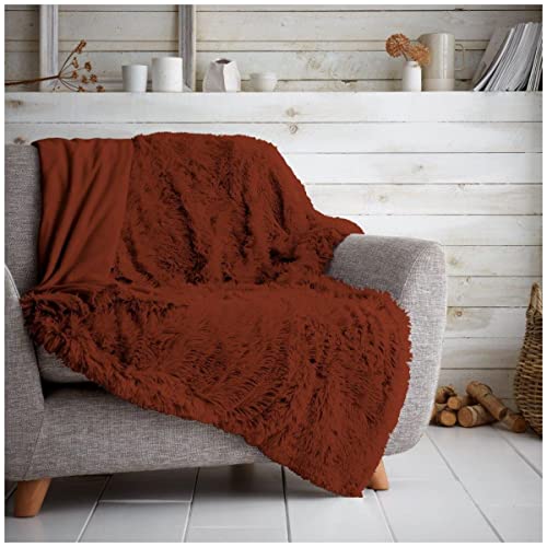 GC GAVENO CAVAILIA Hugg and Snugg 662839 Kuscheldecke aus Teddy-Fleece, für Sofa/Bett, pflegeleicht, flauschig, gemütlich, warm, 150 x 200 cm, Rostfarben von GC GAVENO CAVAILIA