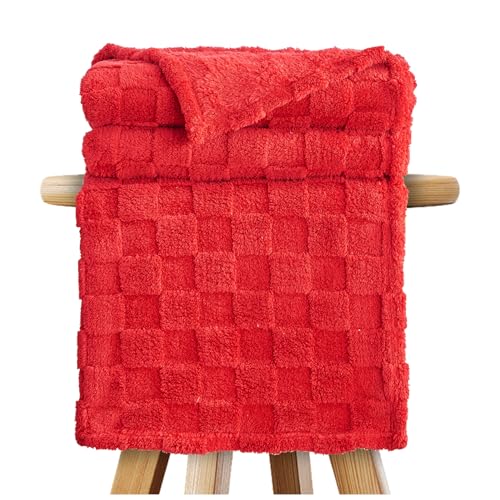 GC GAVENO CAVAILIA Überwurfdecken – flauschige Fleecedecken für Bett, Couch, Sofa, Sofa – bequeme thermische, warme, gemütliche Decken und Überwürfe – stilvoller Jacquard-Überwurf (130 x 180 cm) – Rot von GC GAVENO CAVAILIA