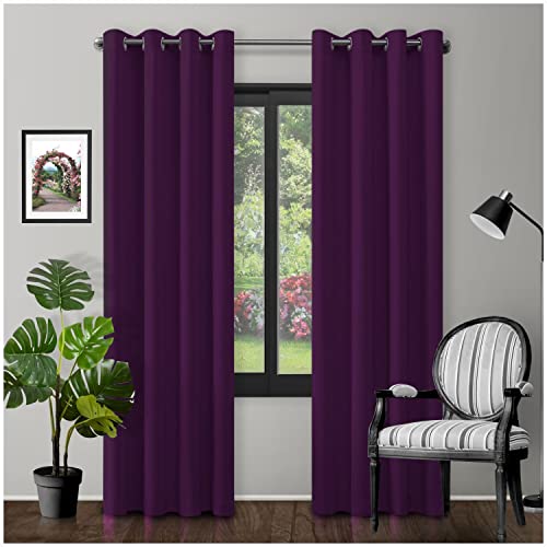 GC GAVENO CAVAILIA Verdunkelungsvorhänge mit Ösen, große Tür, wärmeisolierte Paneele für Schlafzimmer/Wohnzimmer, Aubergine, 168 x 228 cm von GC GAVENO CAVAILIA