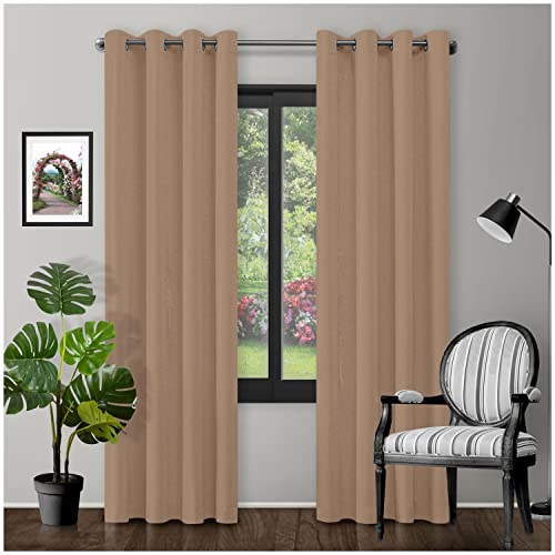 GC GAVENO CAVAILIA Verdunkelungsvorhänge mit Ösen, große Tür, wärmeisolierte Paneele für Schlafzimmer/Wohnzimmer, Latte, 168 x 183 cm von GC GAVENO CAVAILIA