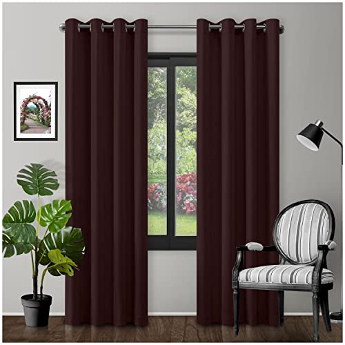 GC GAVENO CAVAILIA Verdunkelungsvorhänge mit Ösen, große Tür, wärmeisoliert, für Schlafzimmer/Wohnzimmer, Schokobraun, 168 x 183 cm von GC GAVENO CAVAILIA