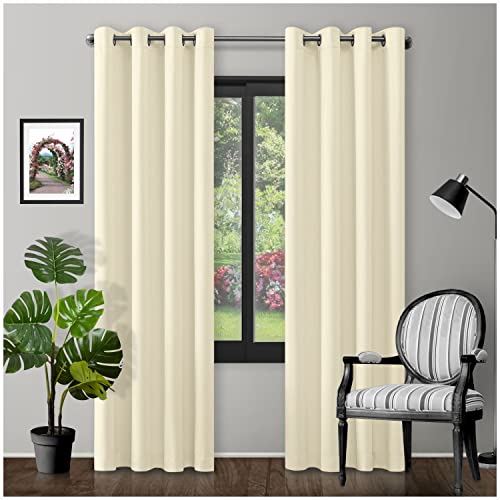 GC GAVENO CAVAILIA Verdunkelungsvorhänge mit Ösen, große Tür, wärmeisolierte Paneele für Schlafzimmer/Wohnzimmer, cremefarben, 168 x 228 cm von GC GAVENO CAVAILIA