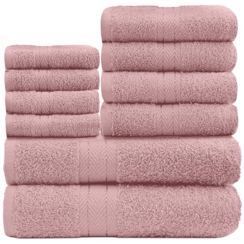 GC GAVENO CAVAILIA Weiche Handtücher – 10-teiliges Badezimmer-Handtücher-Set – hochwertiges wasserabsorbierendes Handtuch, 4 Gesicht 4 Hand 2 Badetuch, 450 g/m² waschbares Handtuch-Set, Blush Pink von GC GAVENO CAVAILIA