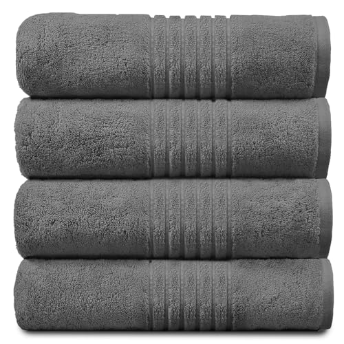 GC GAVENO CAVAILIA Weiche Handtücher für Badezimmer, ägyptische Baumwolle, sehr wasserabsorbierend, 4 Stück, Waschlappen und Handtücher, Anthrazit von GC GAVENO CAVAILIA