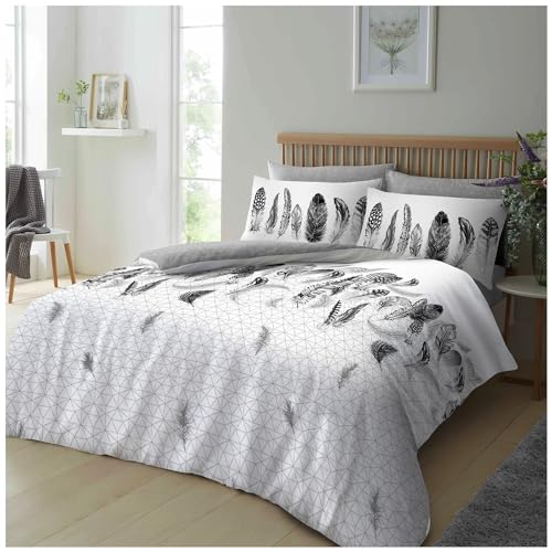 GC GAVENO CAVAILIA Weiche und kuschelige Wende-Bettwäsche-Set mit Federn, pflegeleichtes Polyester-Baumwoll-Mischgewebe, 50, weiß, King Size (230 x 220cm) von GC GAVENO CAVAILIA