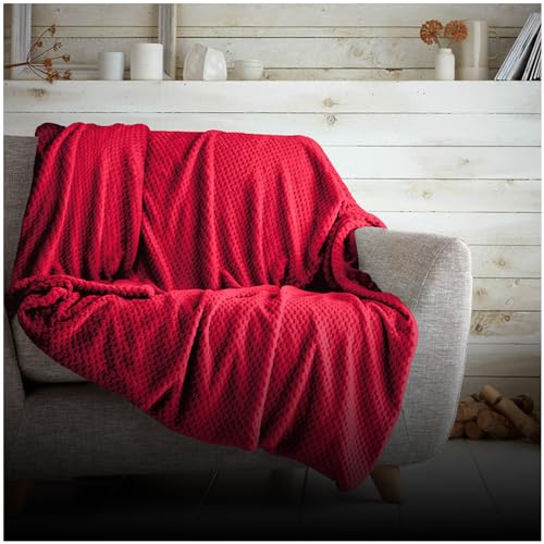GC GAVENO CAVAILIA Weicher Überwurf, Flauschige Decken für Sofas oder Sofas, Thermo-Überwurf, warm, gemütlich, rot, 150 x 200 cm, 727408 von GC GAVENO CAVAILIA