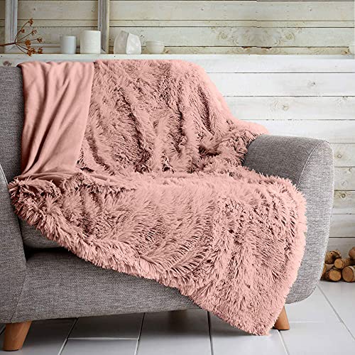 Gaveno Cavailia Hugg and Snugg Teddy-Fleece-Decke für Sofa und Bett, superweich, flauschig, pflegeleicht, dekorativer Überwurf, kuschelig warm, für Doppelbett 150 x 200 cm, Blush Pink von GC GAVENO CAVAILIA