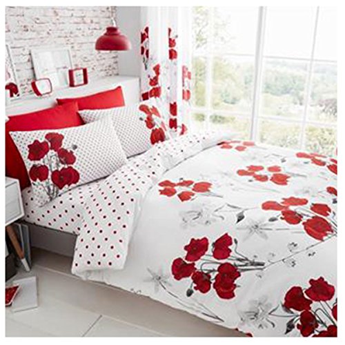Gaveno Cavailia Luxuriöses Mohnblumen-Bettwäsche-Set mit Bettbezug und Kissenbezügen, Polycotton, Rot, Doppelbett Gaveno Cavailia Luxuriöses Mohnblumen-Bettwäsche-Set mit Bettbezug und Kissenbezügen, Polycotton, Rot, Doppelbett von GC GAVENO CAVAILIA