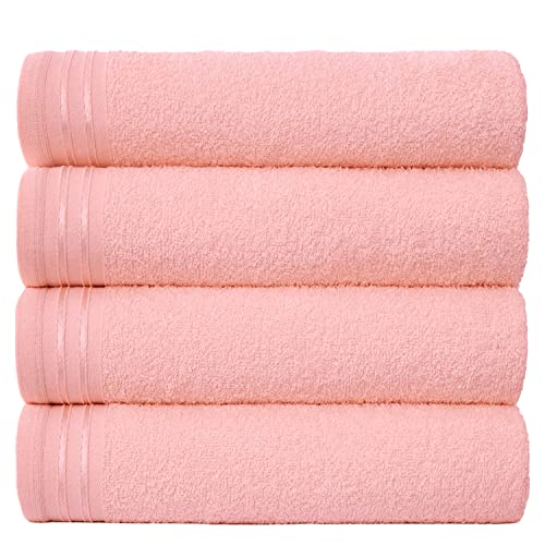 Große Handtücher, Badetuch, sehr saugfähig, ägyptische Baumwolle, Handtuch-Set – 4er-Pack, extra weiches Rouge-Pink – schnell trocknende Laken – 450 g/m², waschbare Handtücher, 75 x 135 cm von GC GAVENO CAVAILIA