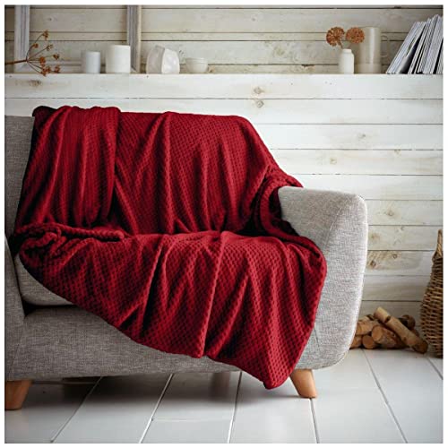 Luxuriöse Fleece-Überwurfdecke, warme und gemütliche Waffel-Überwürfe für Sofas, Flauschige Decke für Bett, rot, 150 x 200 cm von GC GAVENO CAVAILIA
