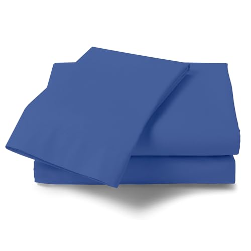 Luxuriöses, einfarbiges Bettlaken, weiches und kuscheliges, bügelfreies Polycotton-Bettlaken, Doppelbett, Königsblau von GC GAVENO CAVAILIA