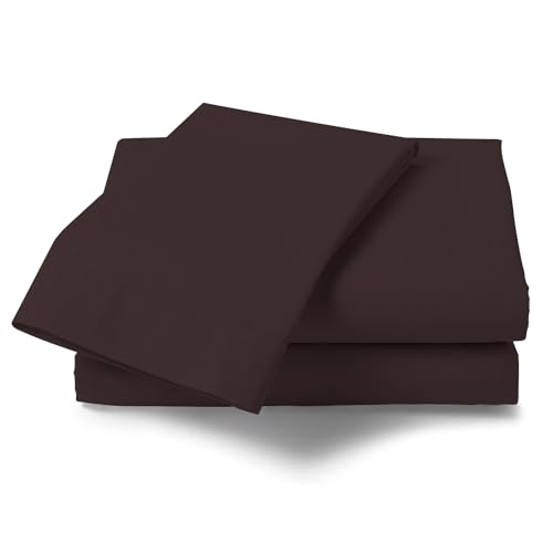 Luxuriöses, einfarbiges Bettlaken, weiches und kuscheliges, bügelfreies Polycotton-Bettlaken, Kingsize-Bett, Schokolade von GC GAVENO CAVAILIA