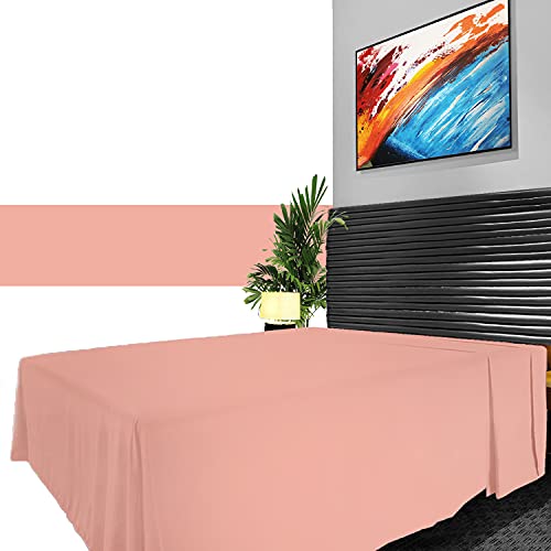 Luxuriöses Perkal-Bettlaken, bügelfrei, einfarbig, weich und gemütlich, Fadenzahl 180, Polyester-Baumwoll-Bettlaken, Kingsize-Bett, Rosa von GC GAVENO CAVAILIA