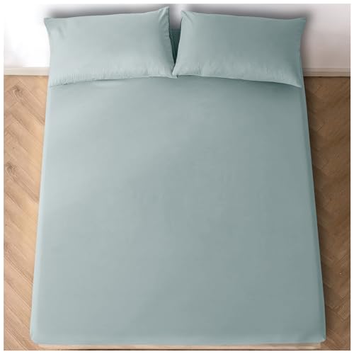Pflegeleichtes Spannbetttuch, Doppelbett, superweich, atmungsaktiv, unifarben, Eckspannung, Enteneiblau von GC GAVENO CAVAILIA