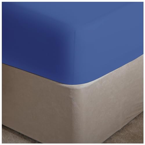 Spannbettlaken für Super-King-Size-Betten, atmungsaktiv, mit elastischen Ecken, ultraweiches Polyester-Baumwoll-Perkal-Bettwäsche, Königsblau von GC GAVENO CAVAILIA