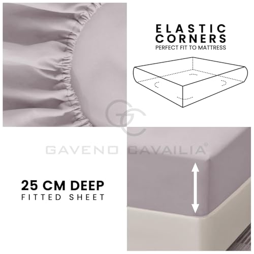 Spannbettlaken für kleines Doppelbett, einfarbig, 25 cm tief, elastische Ecken, 120 x 190 cm, Grau von GC GAVENO CAVAILIA