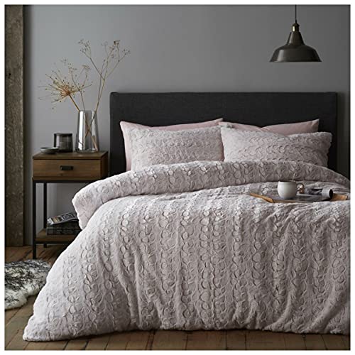 Teddy-Fleece-Bettbezüge für Doppelbett, kuschelig, warm, Kunstfell-Bettwäsche, kuschelig, flauschig, Blush Pink von GC GAVENO CAVAILIA