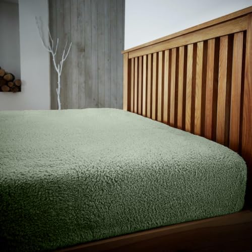 Teddy-Fleece-Spannbetttuch für Einzelbett mit elastischen Ecken, Polyester-Bettlaken, Salbeigrün Teddy-Fleece-Spannbetttuch für Einzelbett mit elastischen Ecken, Polyester-Bettlaken, Salbeigrün von GC GAVENO CAVAILIA