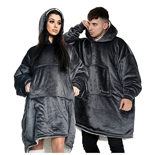 GC GAVENO CAVAILIA Übergroße Decke Hoodie für Erwachsene, extra warme Fleece Plüsch Hoodie Decke, Kuscheldecke tragbare Decke mit Kapuze, bequemer Sweatshirt Überwurf, Anthrazit von GC GAVENO CAVAILIA