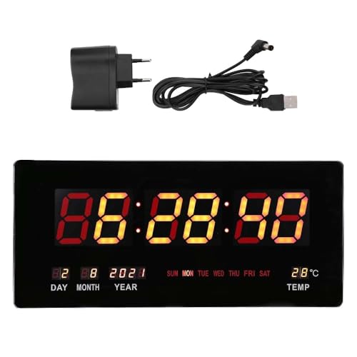 GC GLOBALCOMMERCE Digitale LED-Wanduhr mit Datumsanzeige und Temperatur mit großem Display und verschiedenen Funktionen von GC GLOBALCOMMERCE
