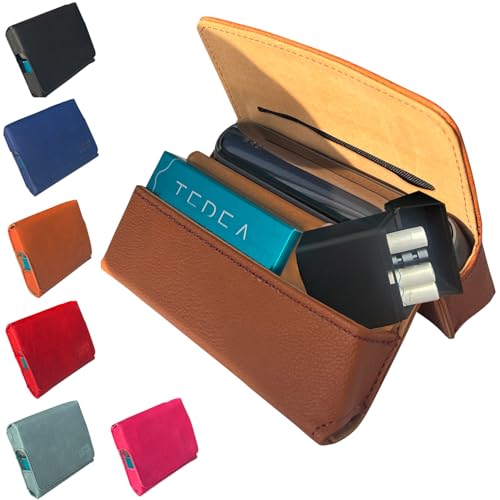 [6 Farben] GC edles smart Etui Tasche kompatibel mit Zubehör IQOS Iluma oder originals Duo 3.0 + Terea o. Heets, cognac von GC