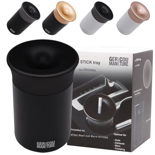GC German Couture Stickbecher Auto-Aschenbecher kompatibel mit IQOS ILUMA PRIME TEREA Sticks u. Heets-Sticks + Glo Hyper Pro Air neo-Sticks Zubehör, black/black von GC