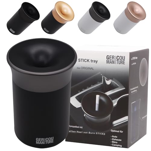 GC German Couture Stickbecher Auto-Aschenbecher kompatibel mit IQOS ILUMA PRIME TEREA Sticks u. Heets-Sticks + Glo Hyper Pro Air neo-Sticks Zubehör u. für PLOOM, schwarz/grau von GC